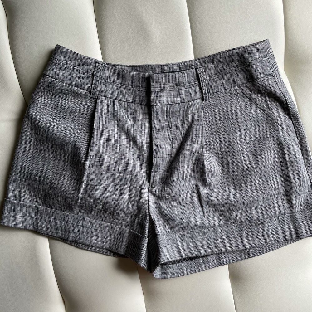 Pleated Checkered Shorts